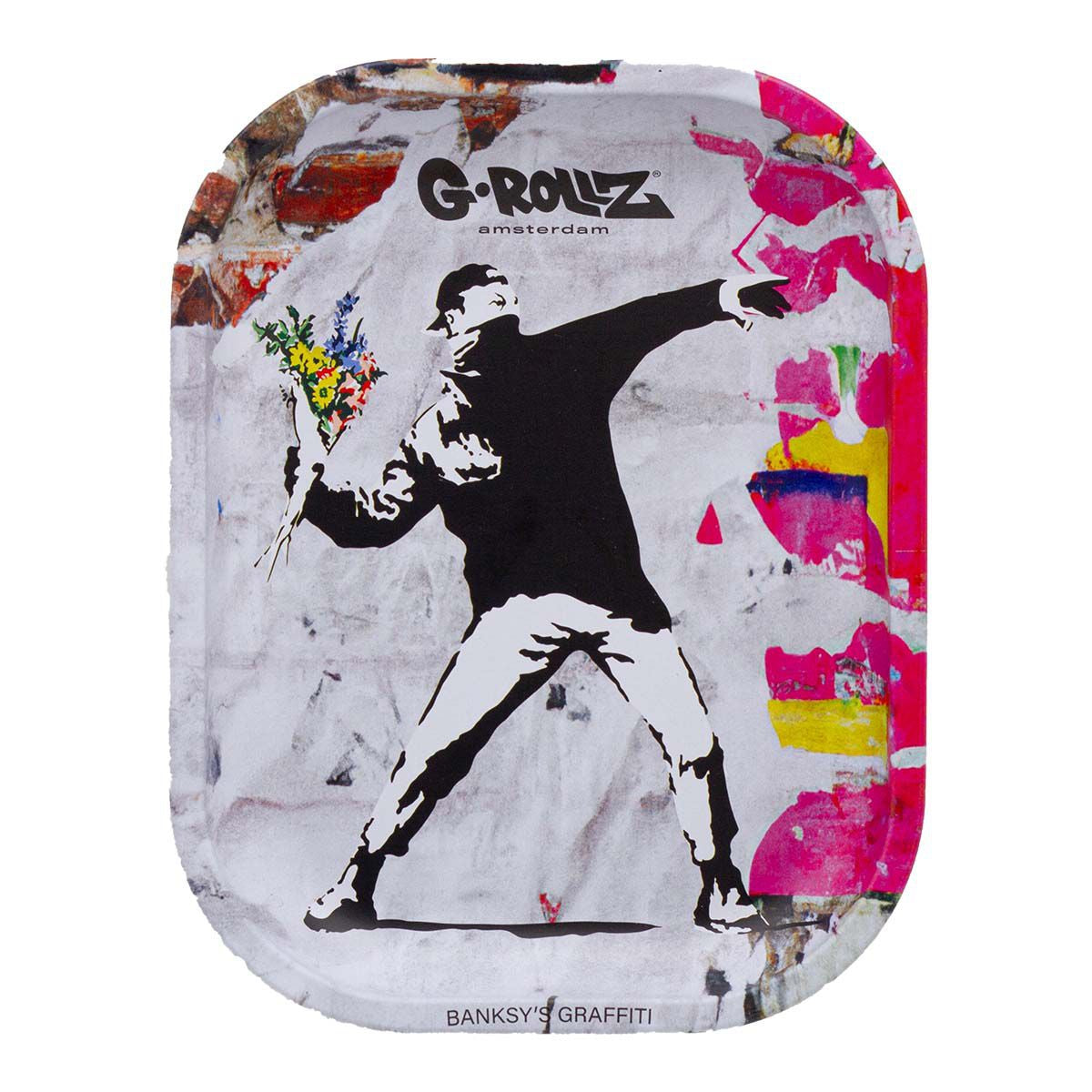G-Rollz - Small Tray 14x18 cm - Banksy's Grafitti - Flower Thrower