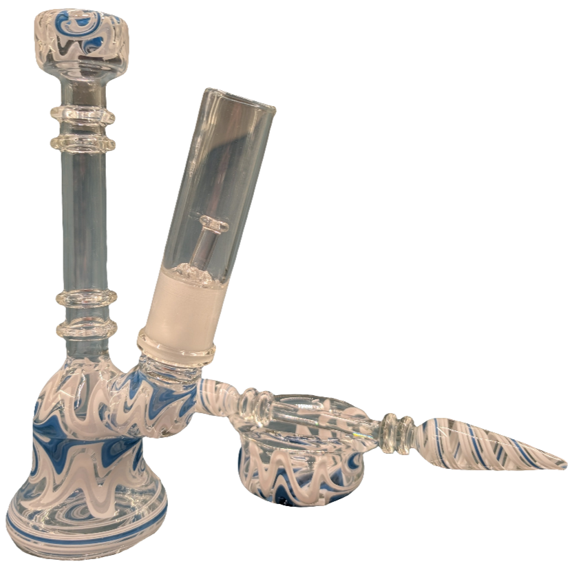 2BEEES - Handmade Dabbing Bong Blue Spiral