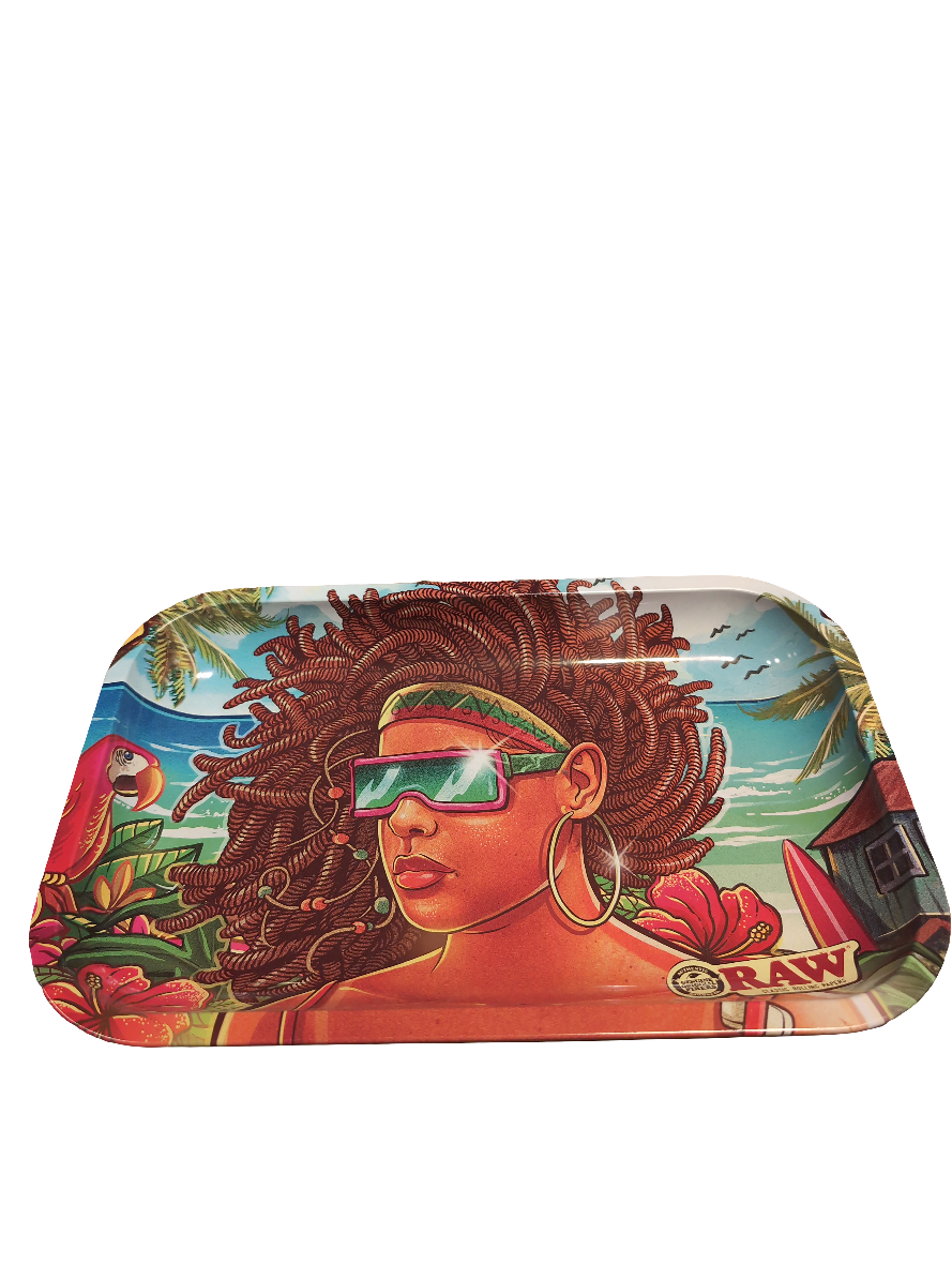 RAW X RJB RASTA METALL ROLLING TRAY MEDIUM