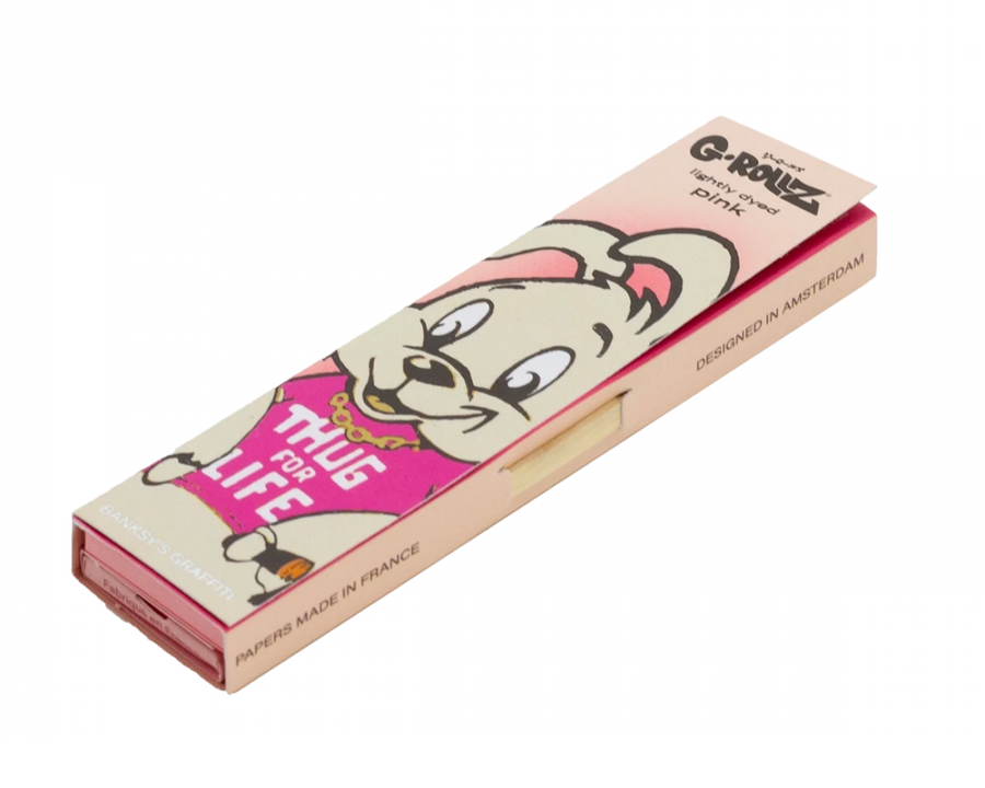 G-ROLLZ - BANKSY'S GRAFFITI 'THUG FOR LIFE' PINK - 50 KS SLIM PAPERS + TIPS