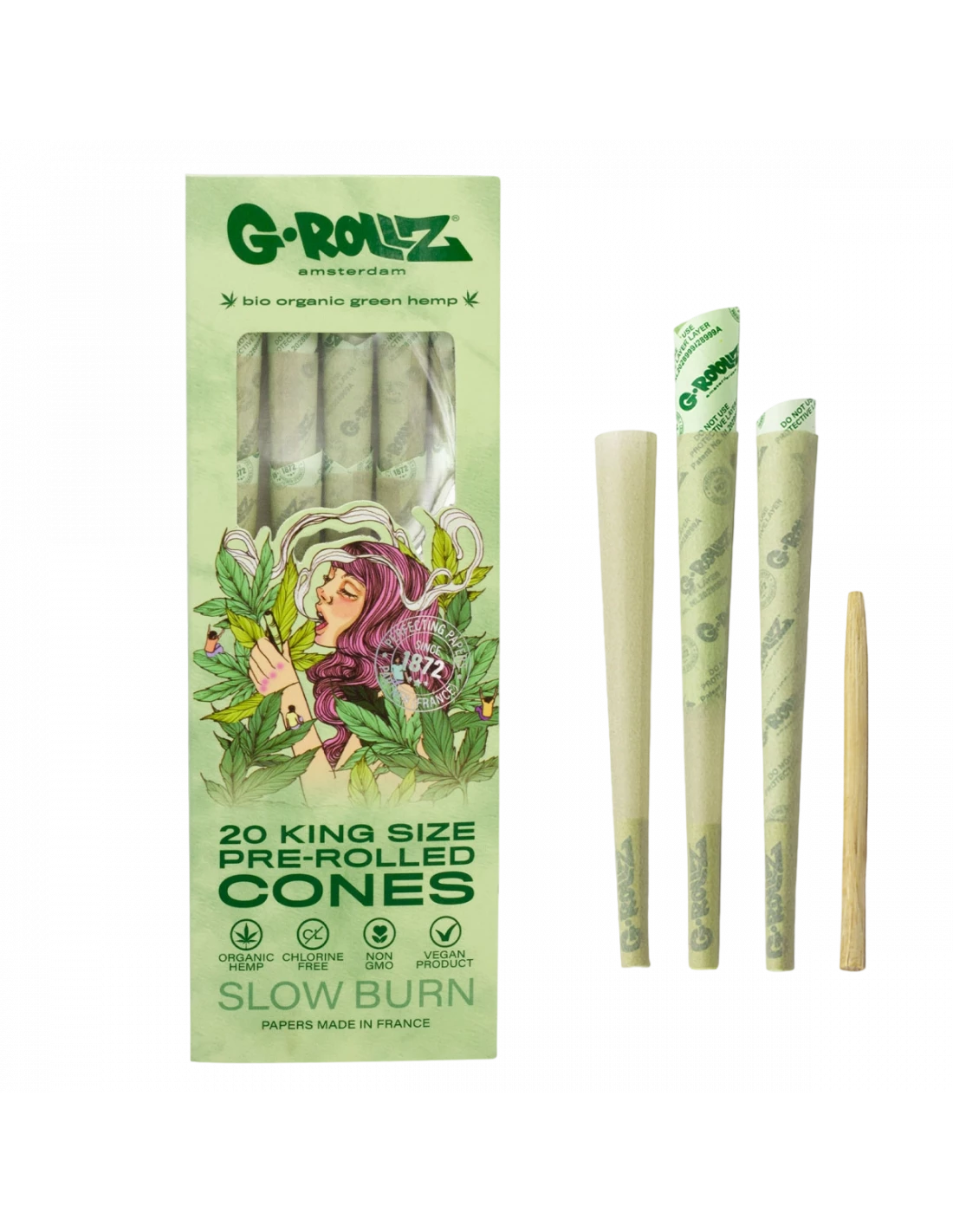 G-ROLLZ - COLLECTOR "COLOSSAL DREAM" - ORGANIC GREEN HEMP - 20 KS CONES