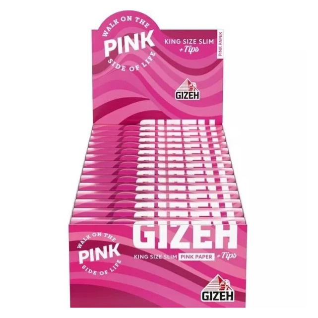 GIZEH KING SIZE SLIM PINK + TIPS - EXTRA FINE 26 X 34 PAPERS