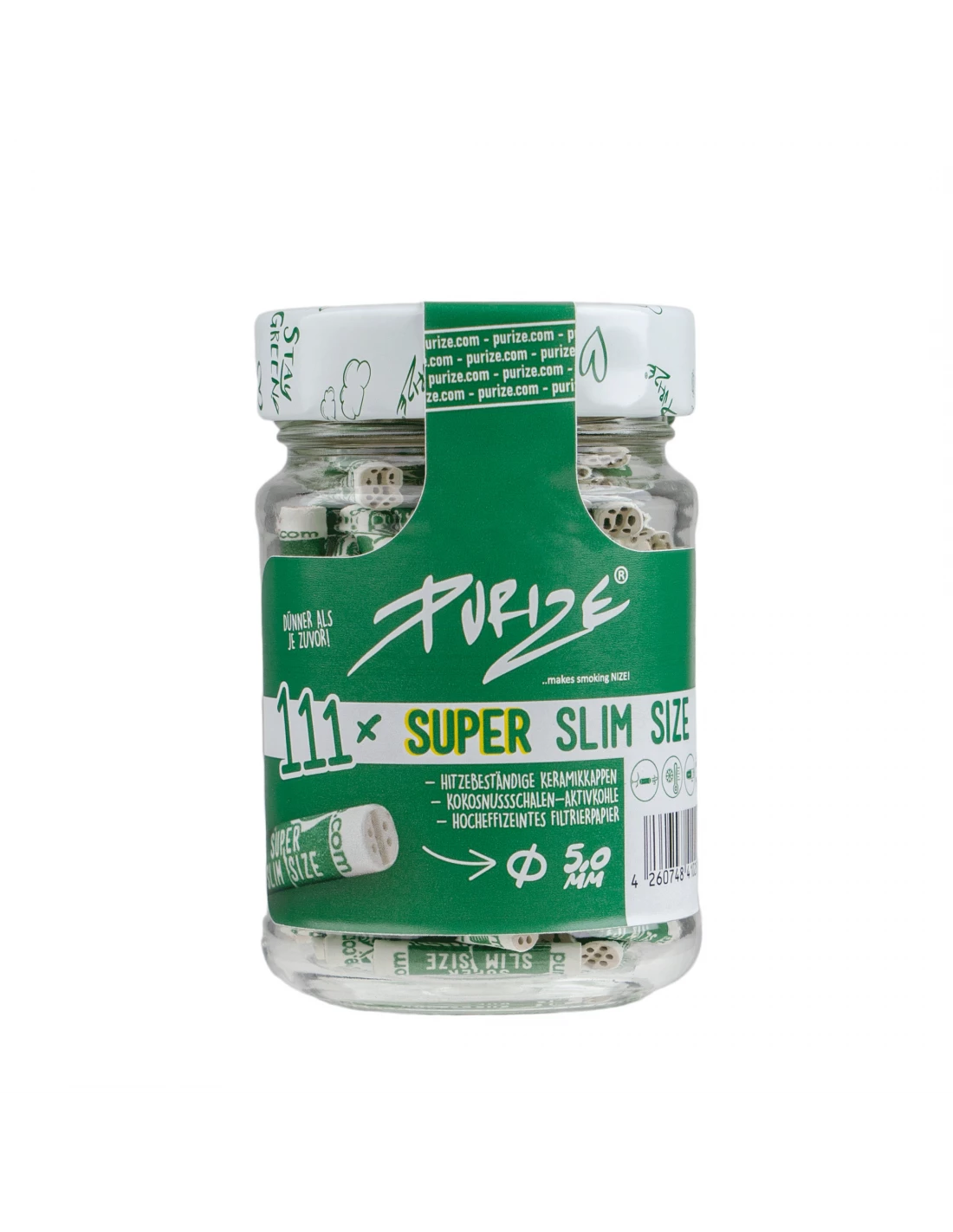 PURIZE® GLAS 111 SUPER SLIM SIZE AKTIVKOHLEFILTER