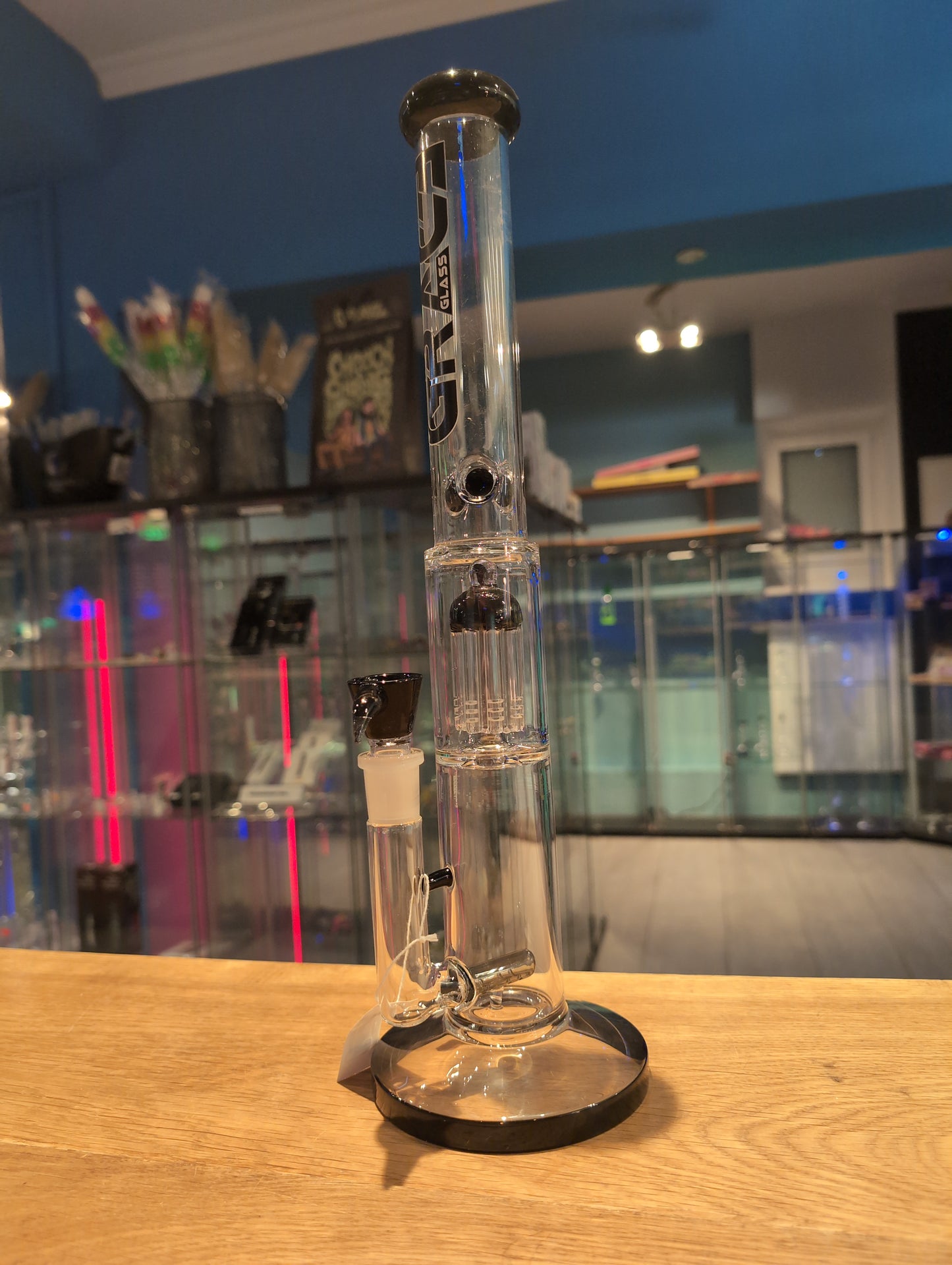 GRACE GLASS - BLACK - PERC BONG 42cm